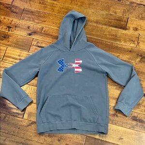 Under Armour Kids Gray Hoodie with American Flag Logo